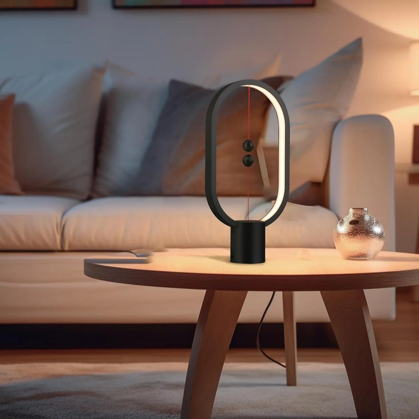 Black Magnetic Balance LED Table Lamp: USB-Powered, Dimmable Eye-Care Light with Award-Winning Design for Australian Homes & Offices - Mekamart Australia