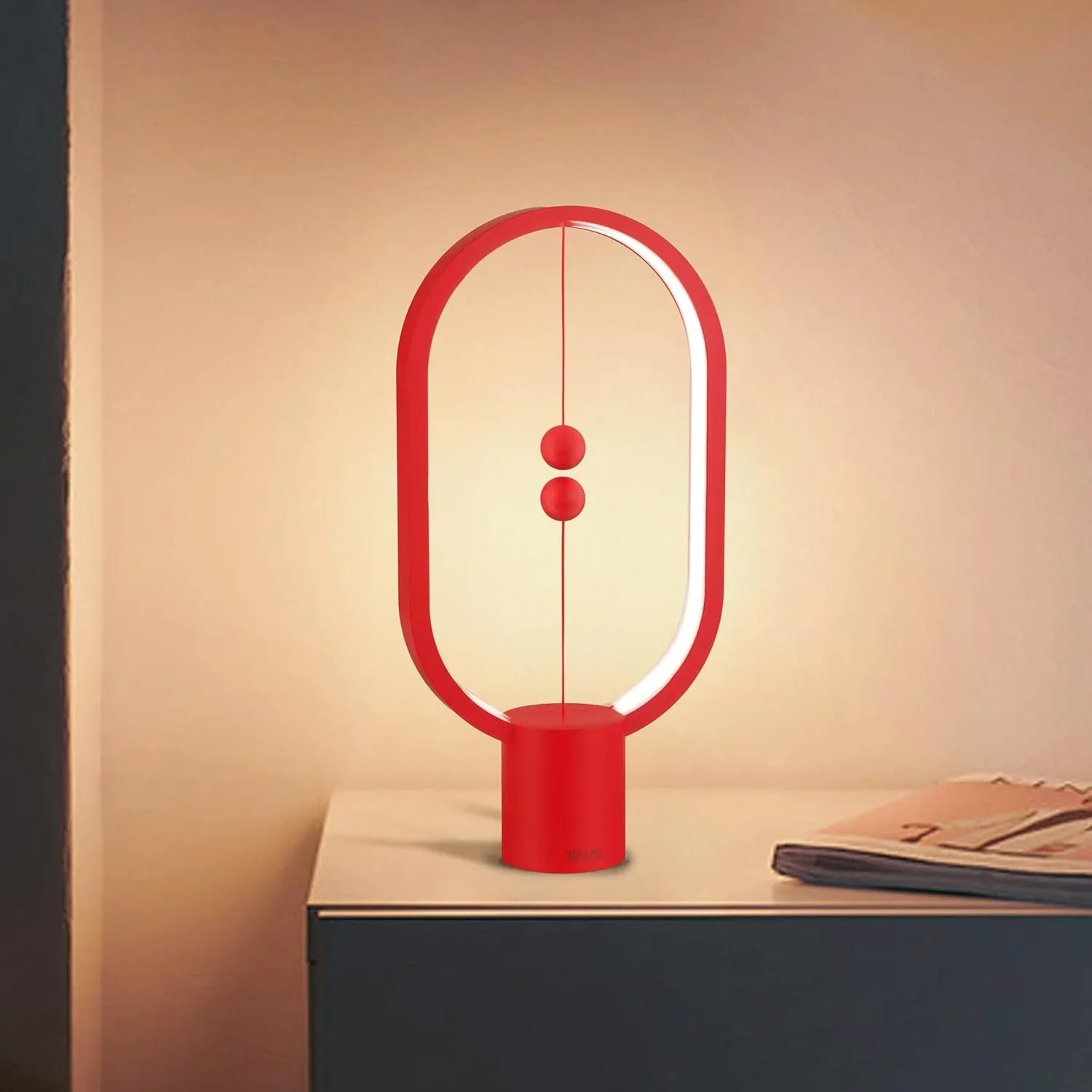 Red Magnetic Balance LED Table Lamp: USB-Powered, Dimmable Eye-Care Light with Award-Winning Design for Australian Homes & Offices - Mekamart Australia