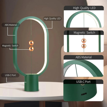 Green Magnetic Balance LED Table Lamp: USB-Powered, Dimmable Eye-Care Light with Award-Winning Design for Australian Homes & Offices - Mekamart Australia