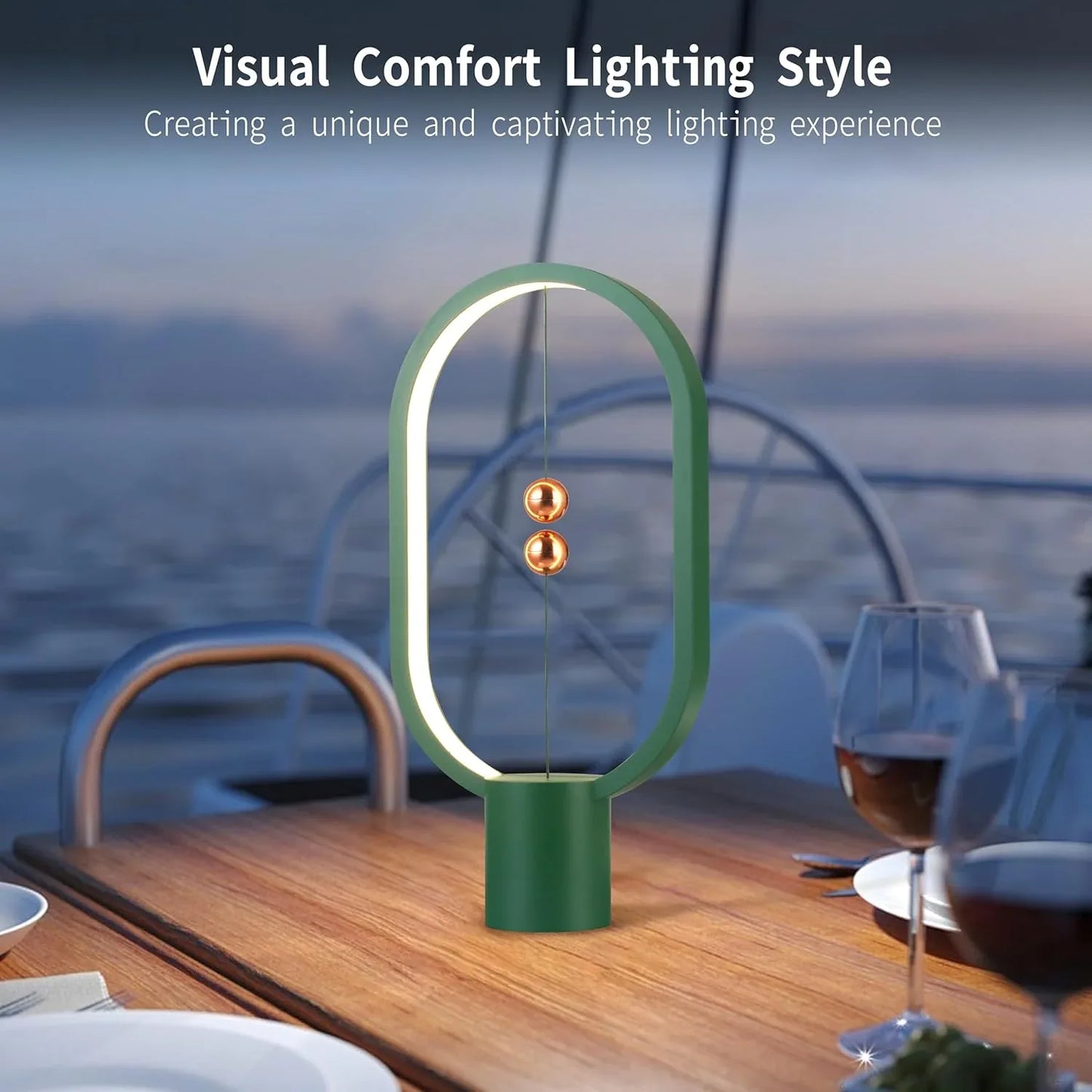 Green Magnetic Balance LED Table Lamp: USB-Powered, Dimmable Eye-Care Light with Award-Winning Design for Australian Homes & Offices - Mekamart Australia