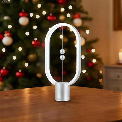 Silver Magnetic Balance LED Table Lamp: USB-Powered, Dimmable Eye-Care Light with Award-Winning Design for Australian Homes & Offices - Mekamart Australia