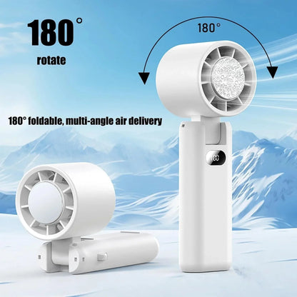 Portable Handheld Turbo Fan with Cooling Tech, Digital Display, 100-Speed Control, Rechargeable 4-in-1 Personal Fan for Travel, Outdoor, Office (White) - Mekamart Australia