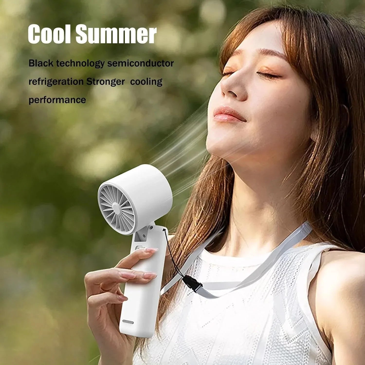 Portable Handheld Turbo Fan with Cooling Tech, Digital Display, 100-Speed Control, Rechargeable 4-in-1 Personal Fan for Travel, Outdoor, Office (White) - Mekamart Australia