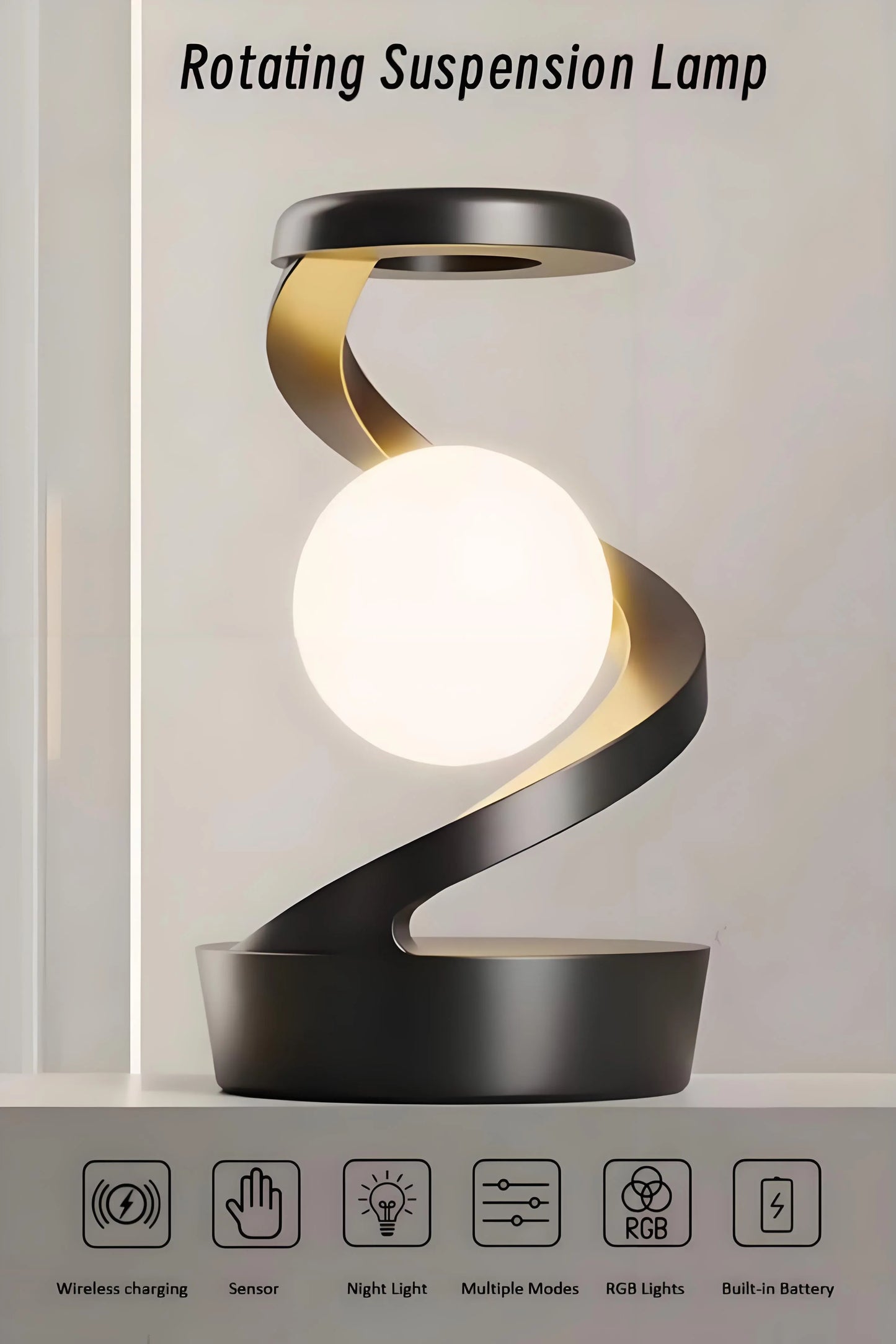 Rotating Levitating Night Light with RGB Colors & Wireless Charging: 1-Second Palm-Activated Spin, Motion-Sensing – Futuristic Lighting for Australian Bedrooms & Offices - Mekamart Australia