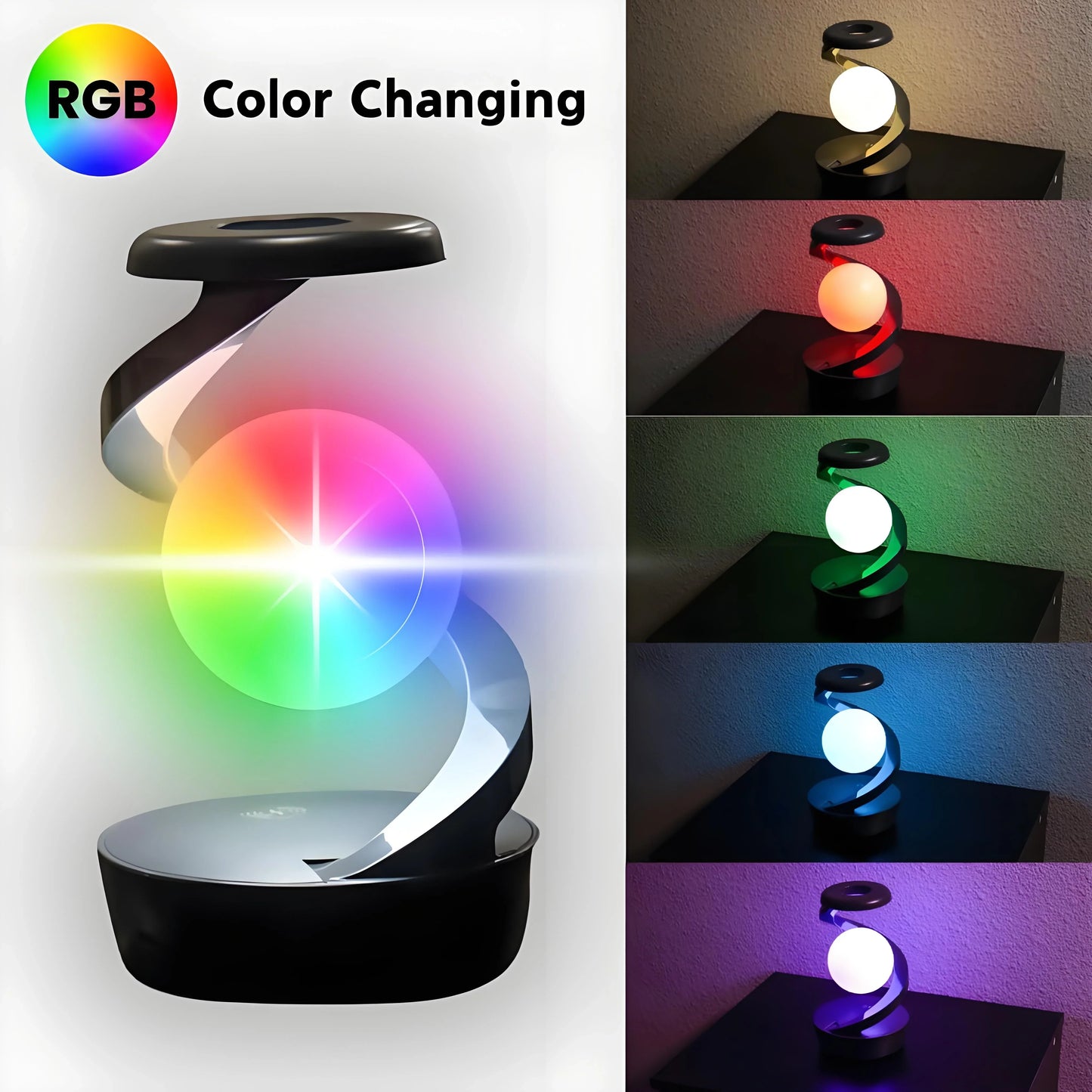 Rotating Levitating Night Light with RGB Colors & Wireless Charging: 1-Second Palm-Activated Spin, Motion-Sensing – Futuristic Lighting for Australian Bedrooms & Offices - Mekamart Australia