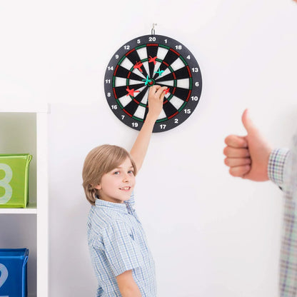 Safety Dart Board Set with 6 Soft Tip Darts: 16-Inch Rubber Dartboard for Family, Office & Party Leisure Sport - Mekamart Australia