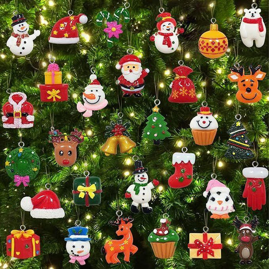 60pcs Mini Christmas Ornaments for Mini Tree Decorations Small Christmas Ornaments Resin Miniatures for Craft Christmas Decor - Mekamart Australia