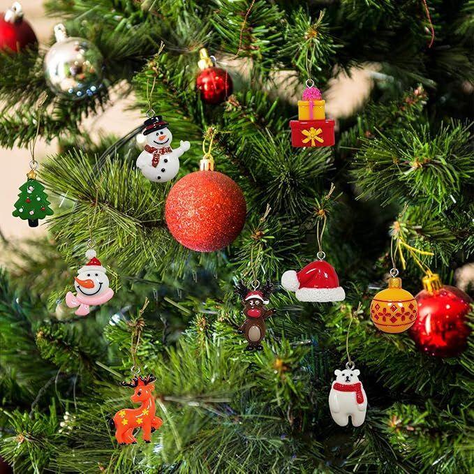 60pcs Mini Christmas Ornaments for Mini Tree Decorations Small Christmas Ornaments Resin Miniatures for Craft Christmas Decor - Mekamart Australia