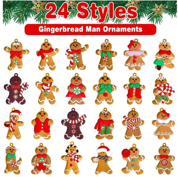 12pcs Christmas Ornaments Cute Snowman Xmas Tree Decorations Santa Claus Plastic Figurines Ornaments with Sugar Cookie House for Christmas Tree Hanging Party DIY Decor 3 Inch Tall - Mekamart Australia