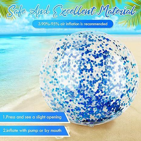 Christmas 10 Pcs Inflateable Sequin Glitter Beach Balls, 24 Inch and 16 Inch Jumbo Pool Confetti Glitter Balls, Swimming Pool Beach Toys for Summer Favor Decorations - Mekamart Australia