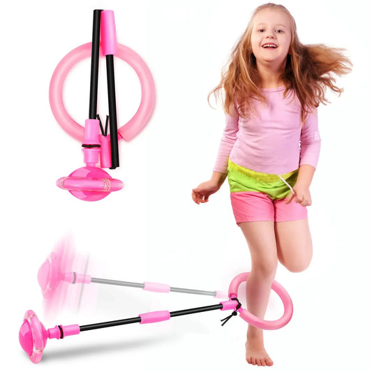 Skip Ball for Kids, Portable Foldable Colorful Flash Wheel Swing Ball Sports Fitness Toys for Girls & Boys, Toy for Kids & Adults. Gifts for Mom Women & Girls Toys Age 5-10 Years (Pink) - Mekamart Australia