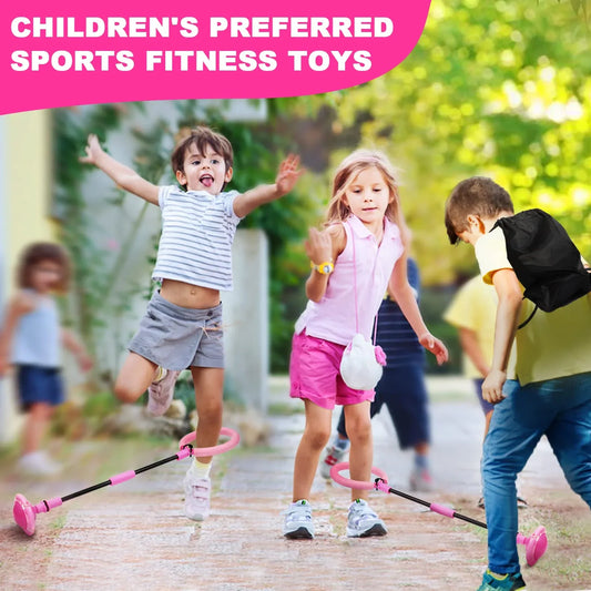 Skip Ball for Kids, Portable Foldable Colorful Flash Wheel Swing Ball Sports Fitness Toys for Girls & Boys, Toy for Kids & Adults. Gifts for Mom Women & Girls Toys Age 5-10 Years (Pink) - Mekamart Australia