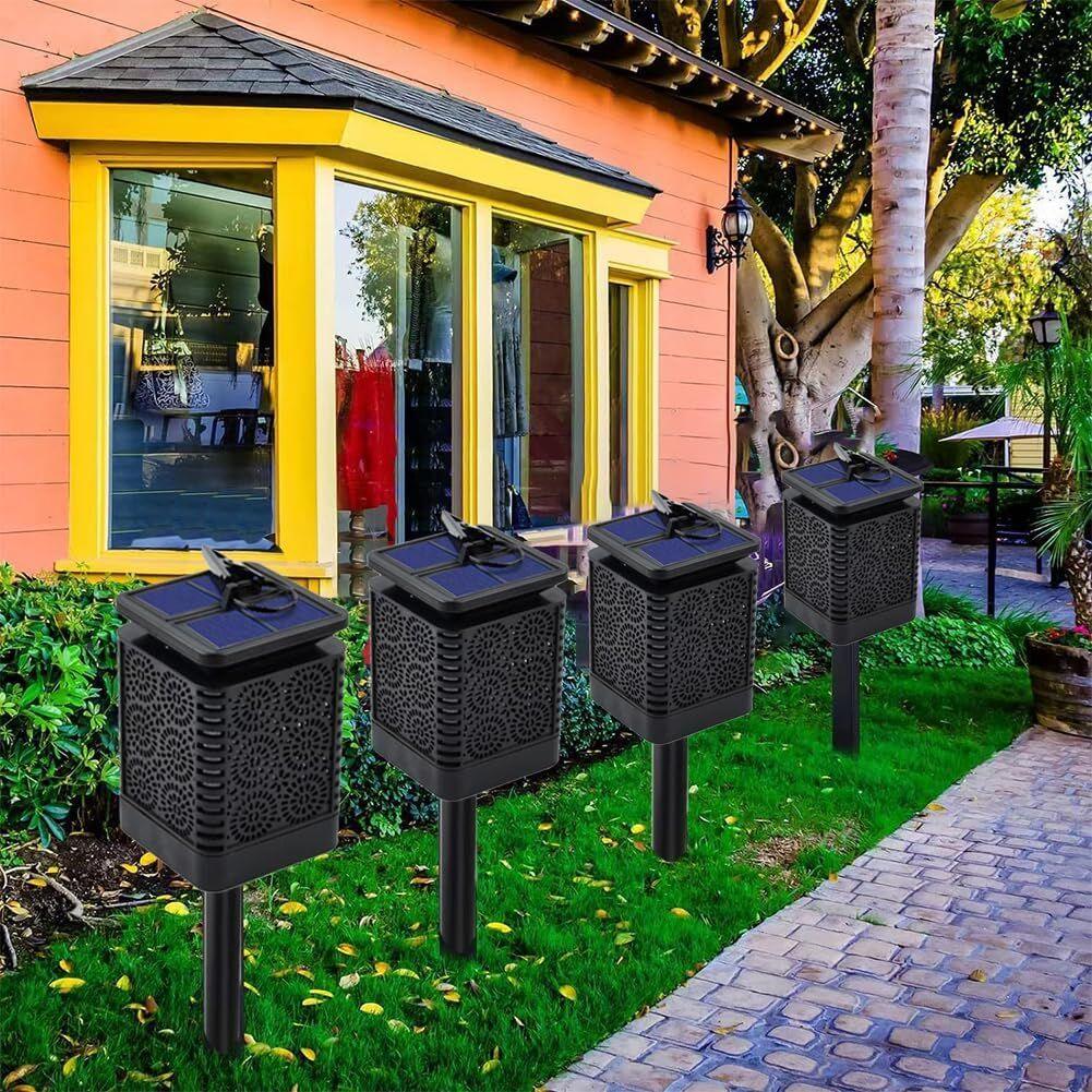 2-Pack Solar Garden Stake Light with Floral Pattern: 12 LED Outdoor Decorative Light with Multiple Mounting Options - Mekamart Australia