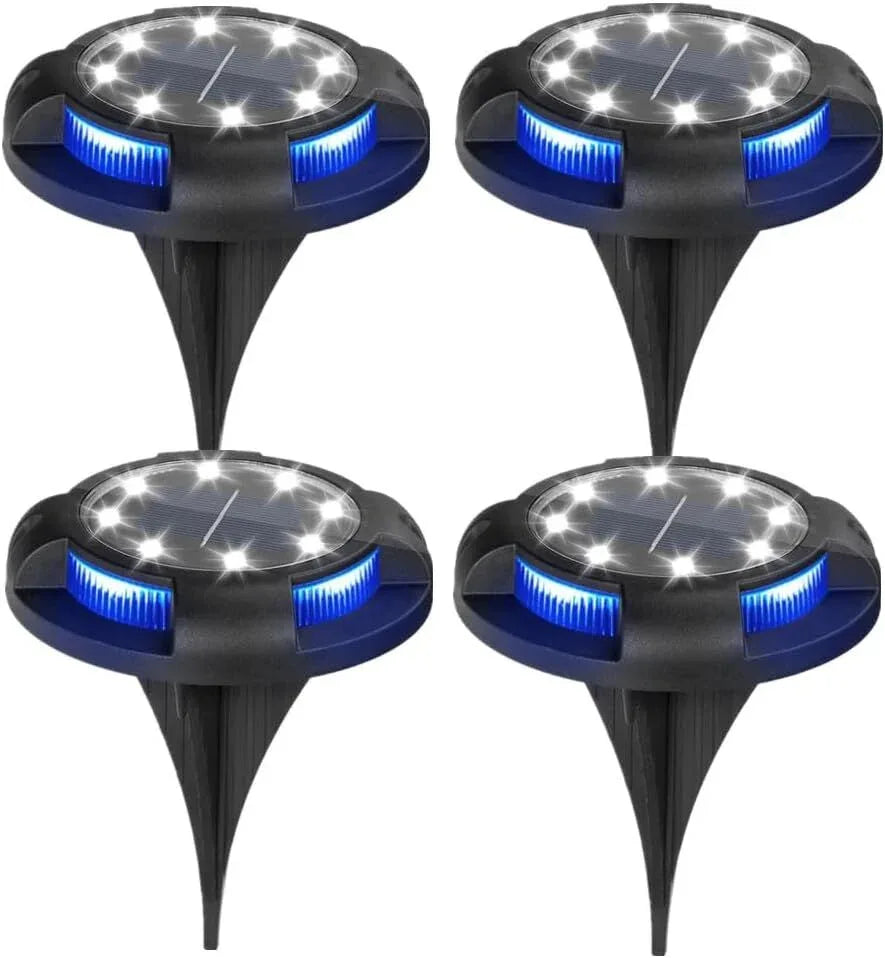 4-Pack Solar Ground Lights: 8-LED Outdoor Garden Pathway Lights with IP65 Waterproof for Lawn, Patio & Landscape - Mekamart Australia