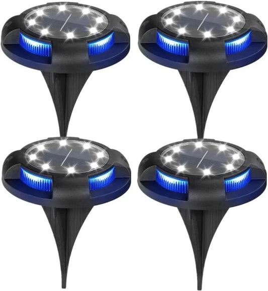 4-Pack Solar Ground Lights: 8-LED Outdoor Garden Pathway Lights with IP65 Waterproof for Lawn, Patio & Landscape - Mekamart Australia