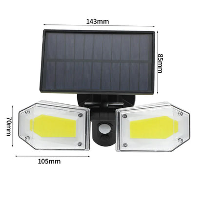 4-Pack Solar Motion Sensor Wall Lights: Double-Head Adjustable Cob LED Outdoor Lights for Garden, Patio & Pathway - Mekamart Australia