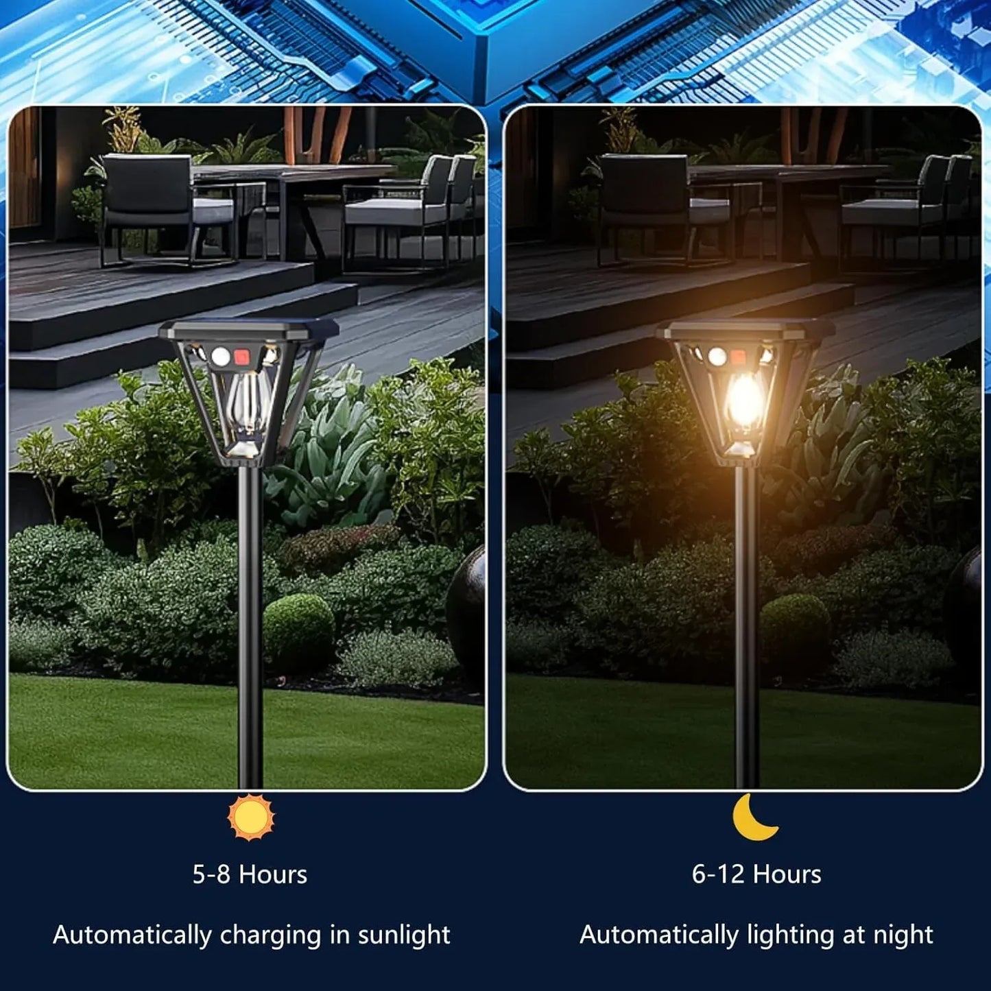 Solar Motion Sensor Wall Lights (2-Pack): 3-Mode Dusk-to-Dawn Waterproof for Patio, Garage & Garden Lighting - Mekamart Australia