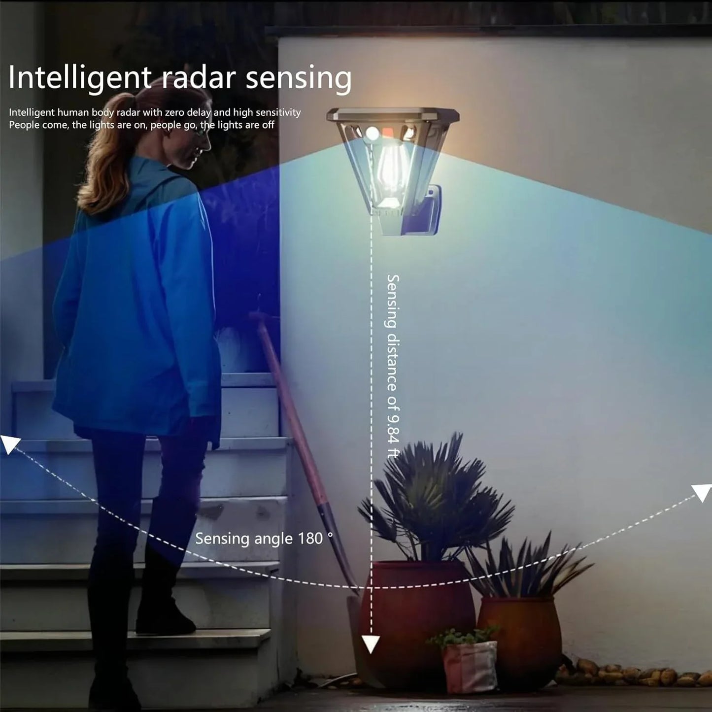 Solar Motion Sensor Wall Lights (2-Pack): 3-Mode Dusk-to-Dawn Waterproof for Patio, Garage & Garden Lighting - Mekamart Australia