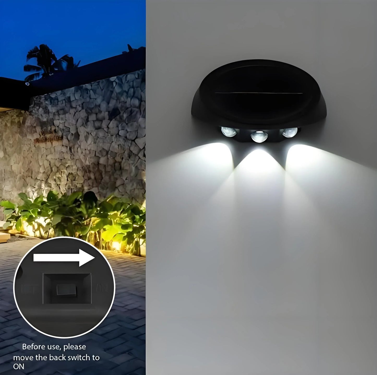 Solar Outdoor Wall Lights (2-Pack): IP44 Waterproof LED Sconces for Garden, Patio & Pathway Lighting（white light） - Mekamart Australia