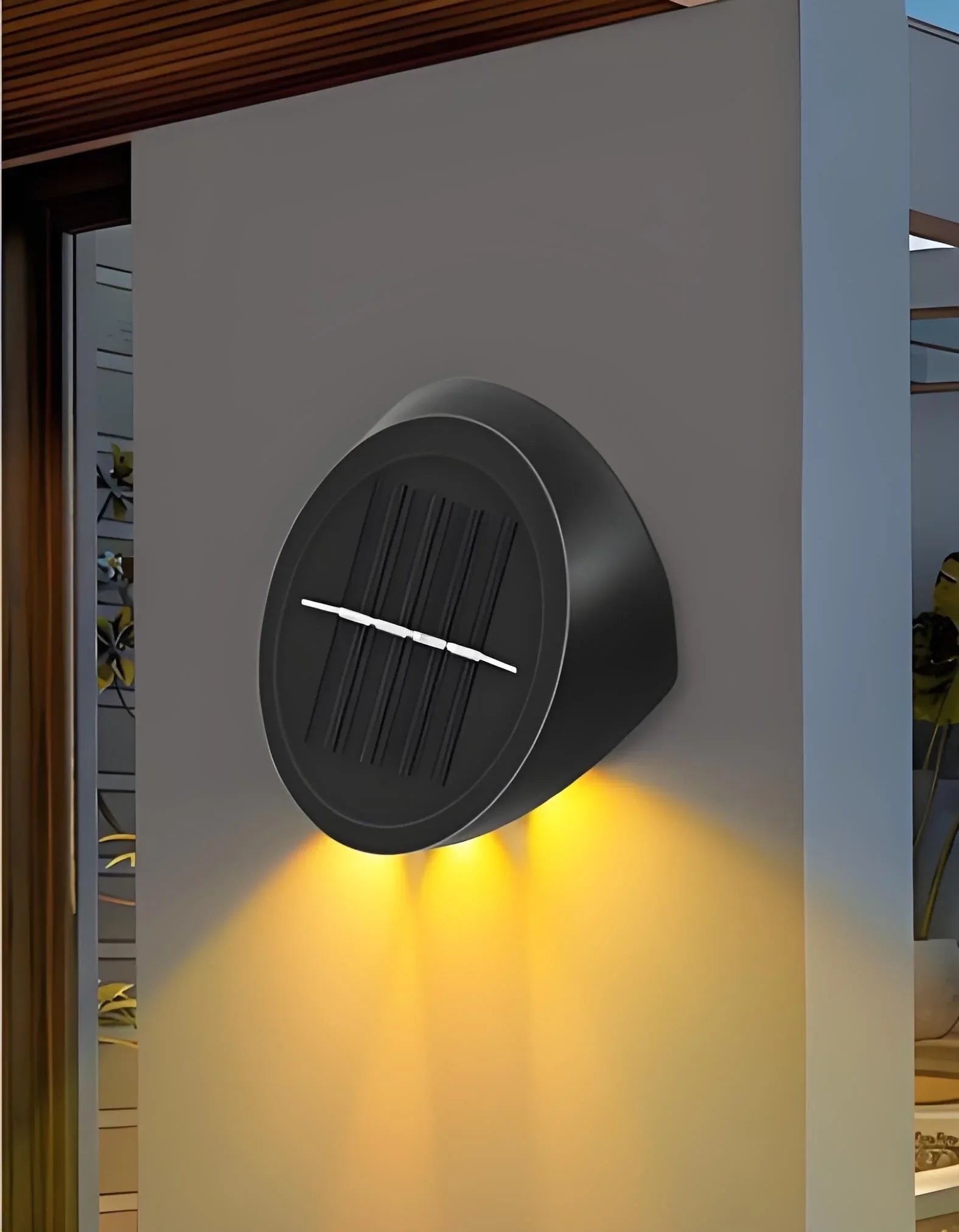 Solar Outdoor Wall Lights (4-Pack): IP44 Waterproof LED Sconces for Garden, Patio & Pathway Lighting（Warm light） - Mekamart Australia