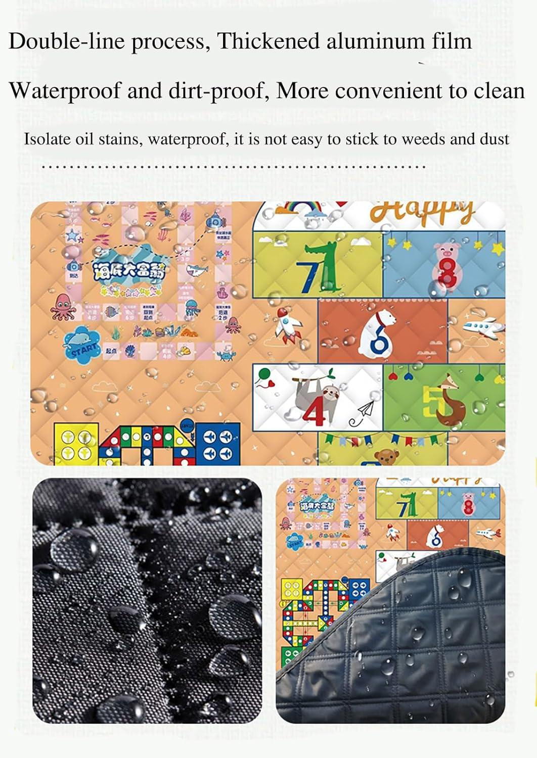 Waterproof Picnic Blanket with Flying Chess Game: 80''x80'' Extra Large, Foldable for Australian Camping, Beach & Family Gatherings - Mekamart Australia