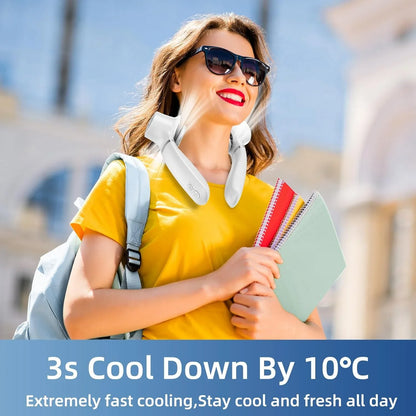 White Portable Neck Fan: Hands-Free Wearable Air Conditioner with 4000mAh Battery for Australian Travel & Daily Use - Mekamart Australia