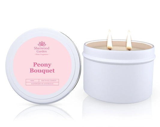 Peony Bouquet Soy Candle Tin 165g - Mekamart Australia