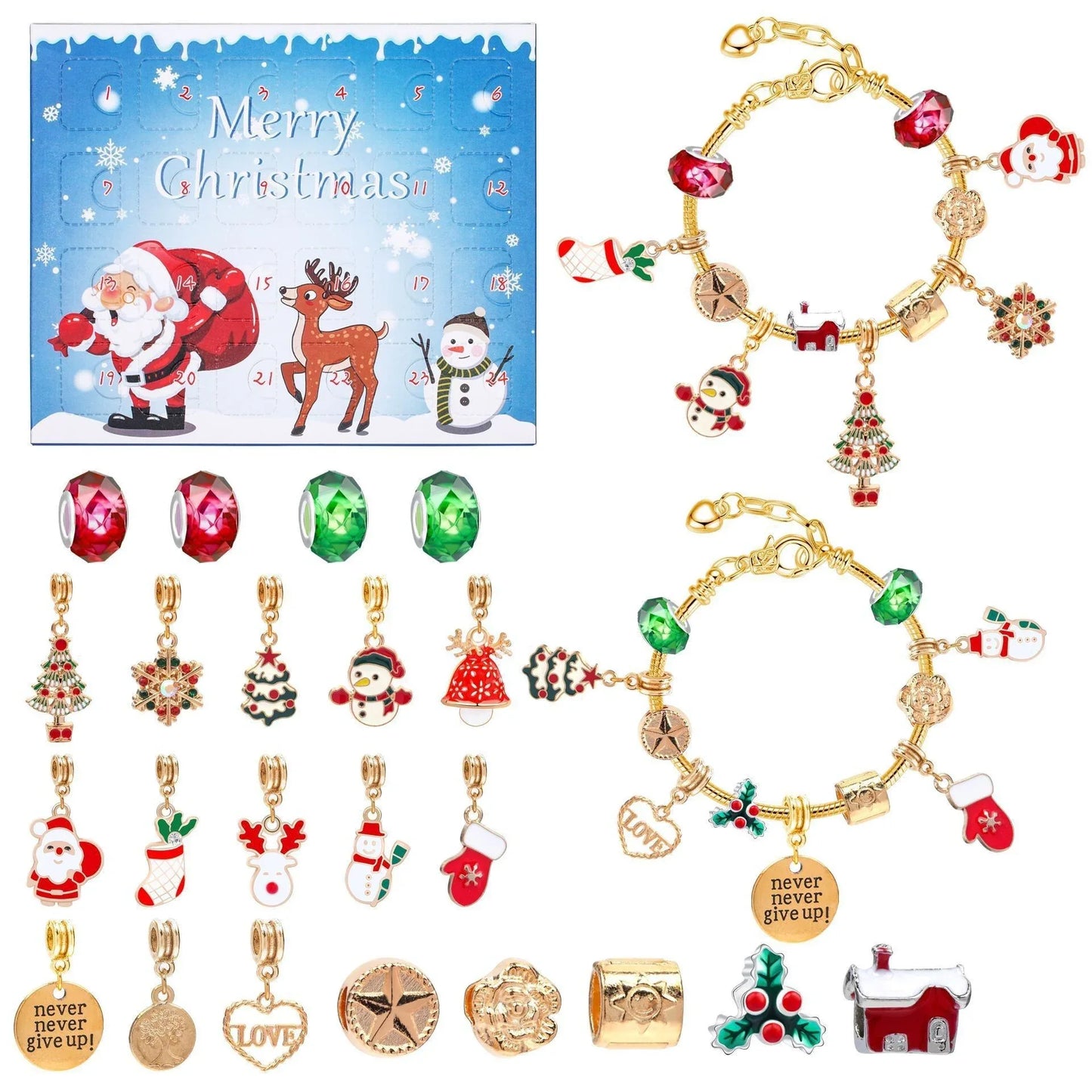 Christmas DIY Jewelry & Craft Advent Calendar(M-14-Snowman Version,20*17*1.1) - Mekamart Australia