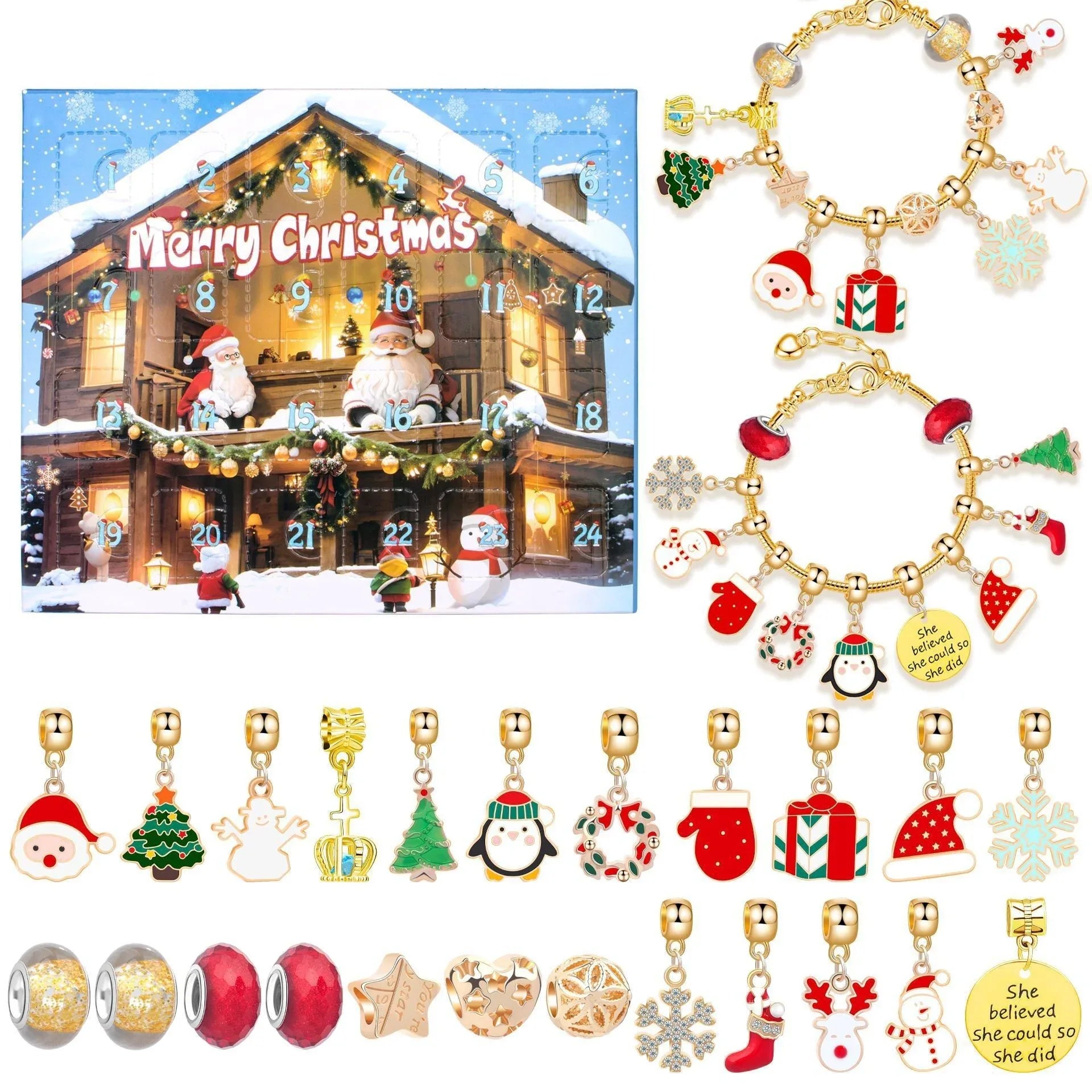 Christmas DIY Jewelry & Craft Advent Calendar(M-17L,20*17*1.1) - Mekamart Australia