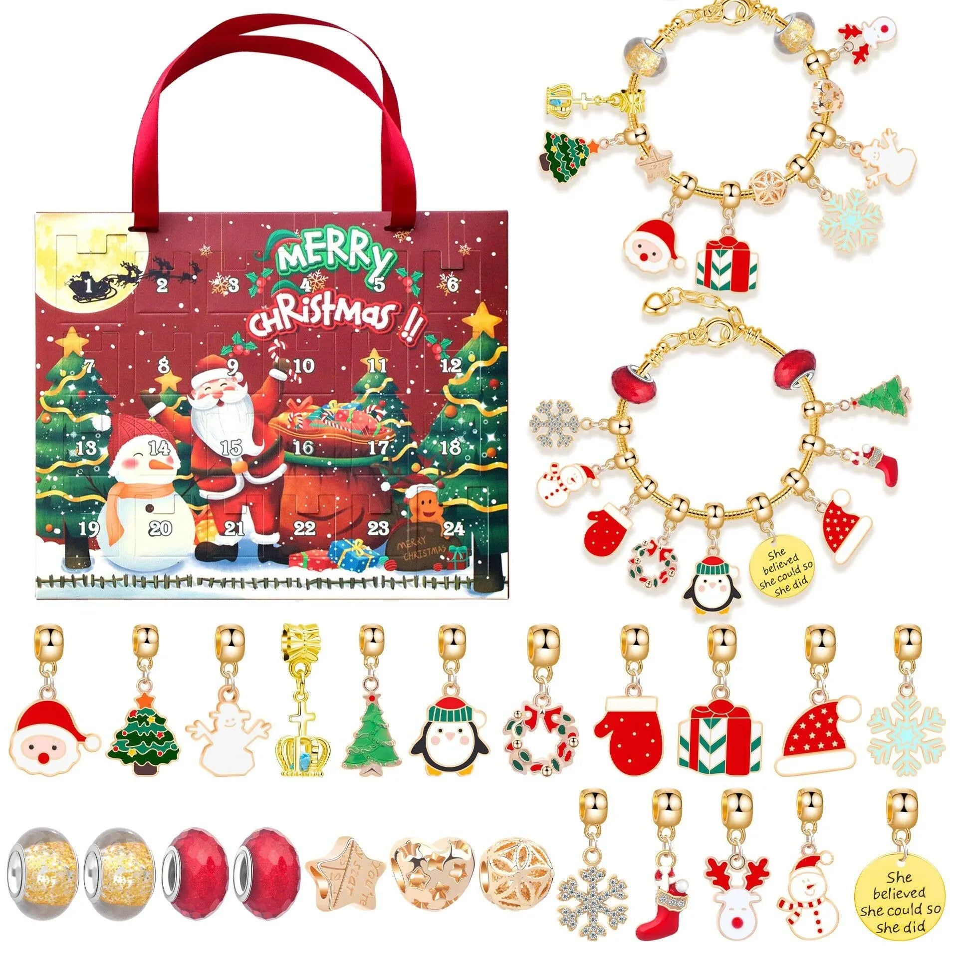 Christmas DIY Jewelry & Craft Advent Calendar(M-17ST,25*21*1.8) - Mekamart Australia