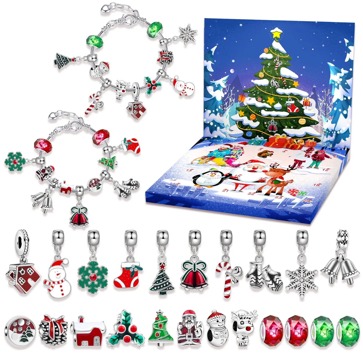 Christmas DIY Jewelry & Craft Advent Calendar(M-24,20*17*1.3cm) - Mekamart Australia