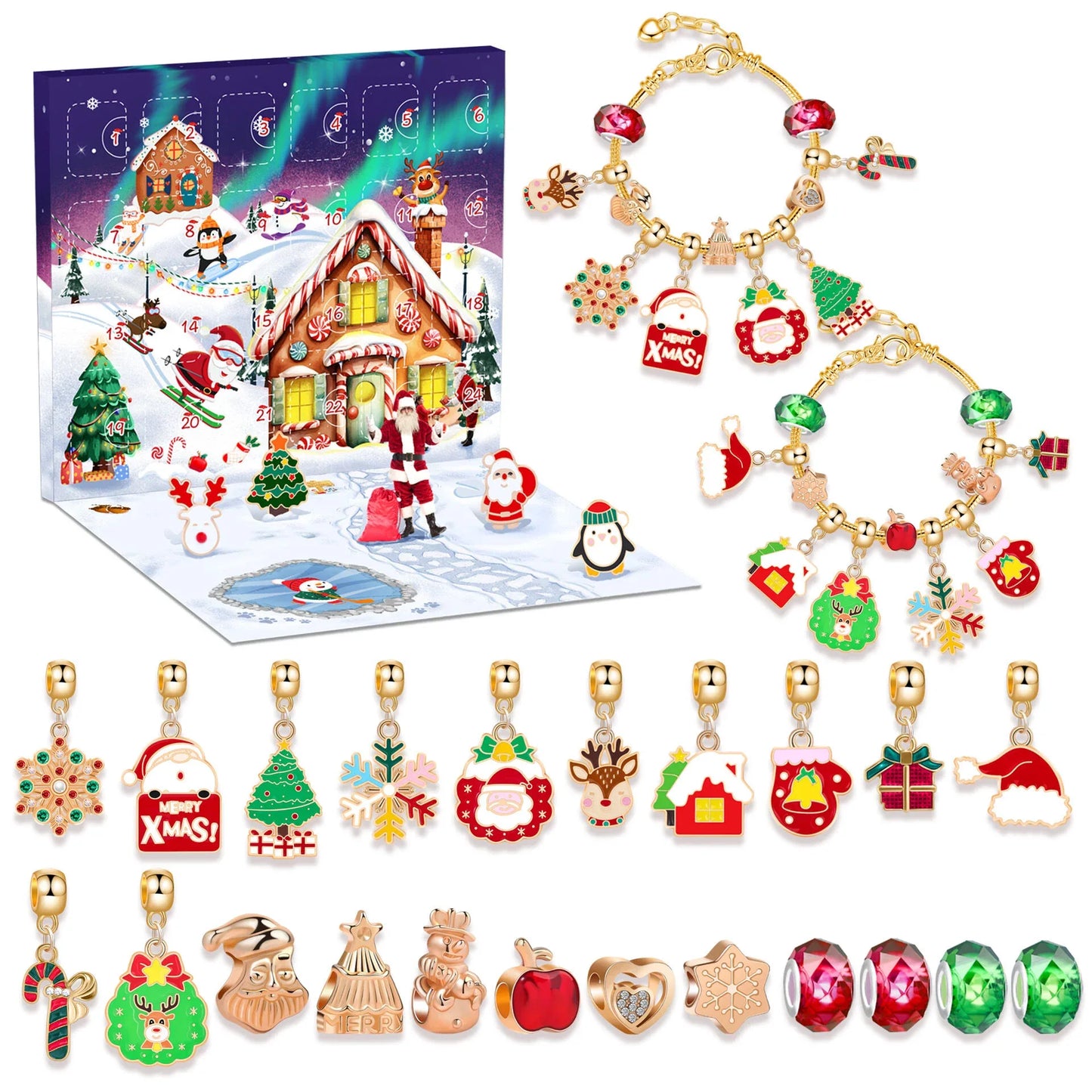 Christmas DIY Jewelry & Craft Advent Calendar(M-26,20*17*1.3cm) - Mekamart Australia