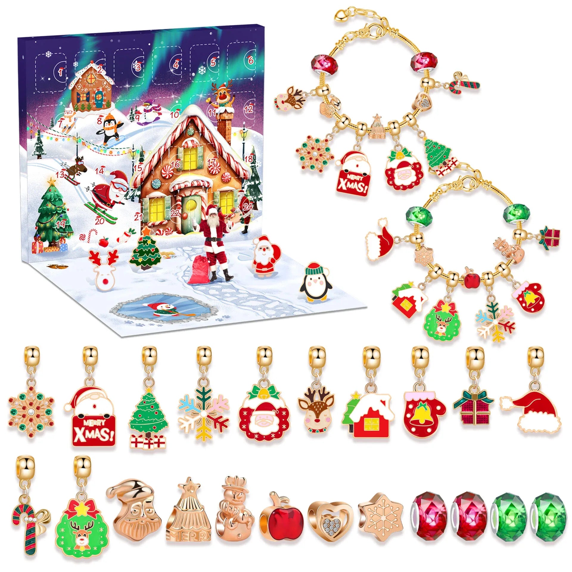 Christmas DIY Jewelry & Craft Advent Calendar(M-26,20*17*1.3cm) - Mekamart Australia