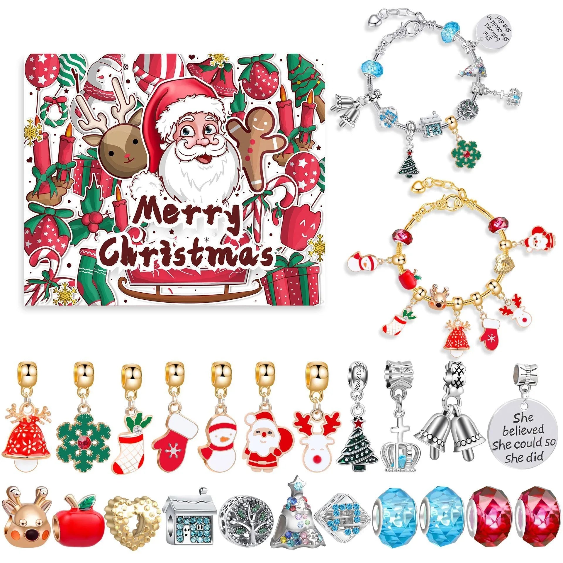 Christmas DIY Jewelry & Craft Advent Calendar(Christmas Starry Night,20*17*1.1) - Mekamart Australia
