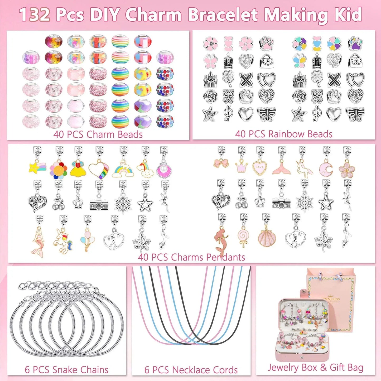Christmas DIY Jewelry & Craft Advent Calendar(YD-132pcs,16*11*5cm) - Mekamart Australia
