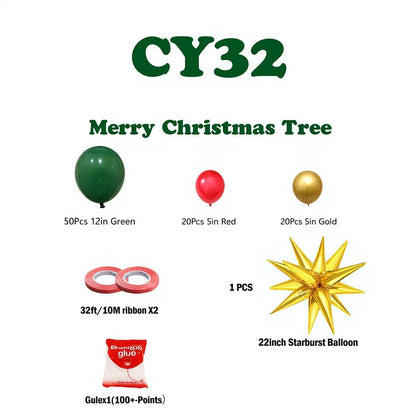 Christmas Balloon Bundle: 2 Themed Kits (Arch + Tree) - Aluminum Foil & Latex Balloons - Mekamart Australia