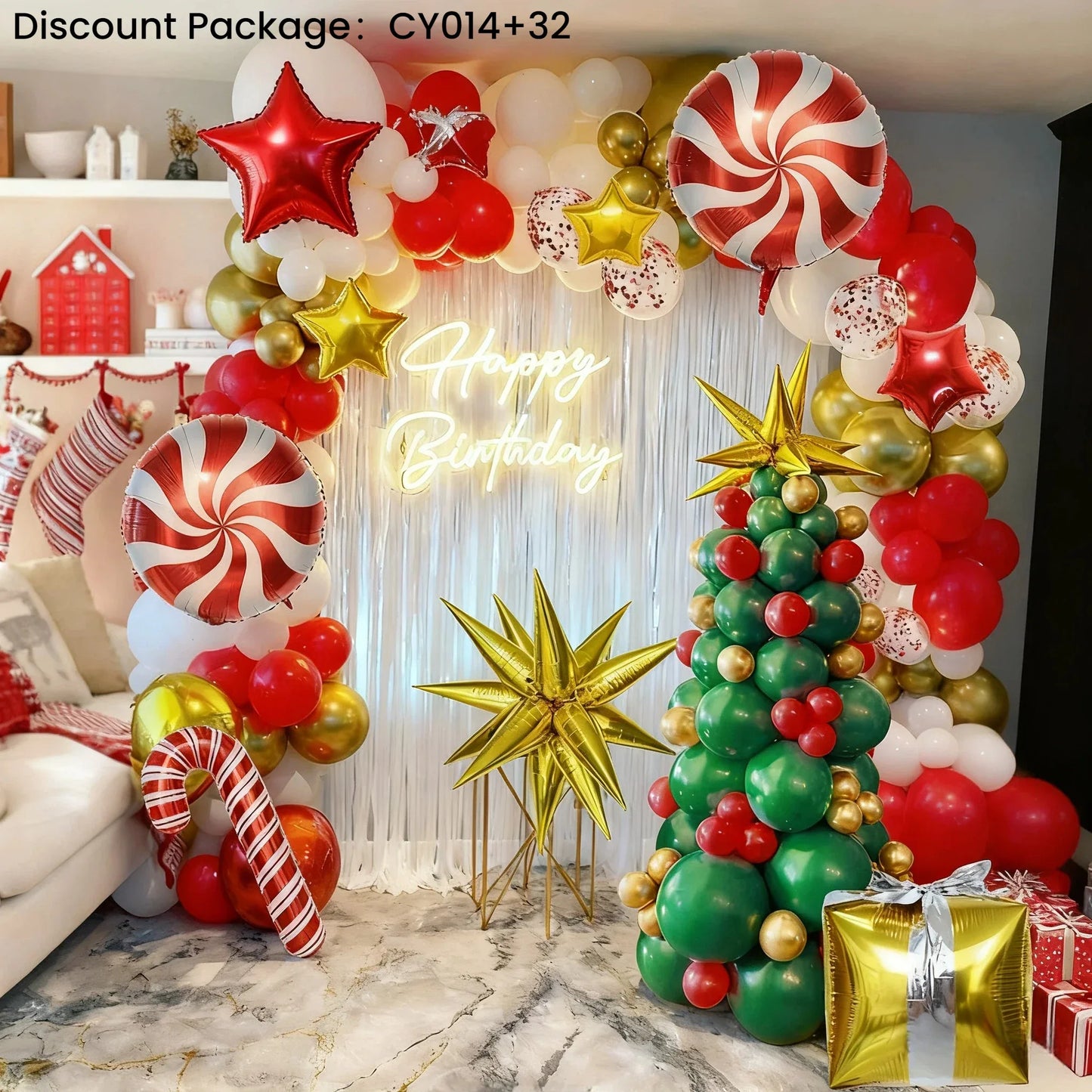 Christmas Balloon Bundle: 2 Themed Kits (Arch + Tree) - Aluminum Foil & Latex Balloons - Mekamart Australia