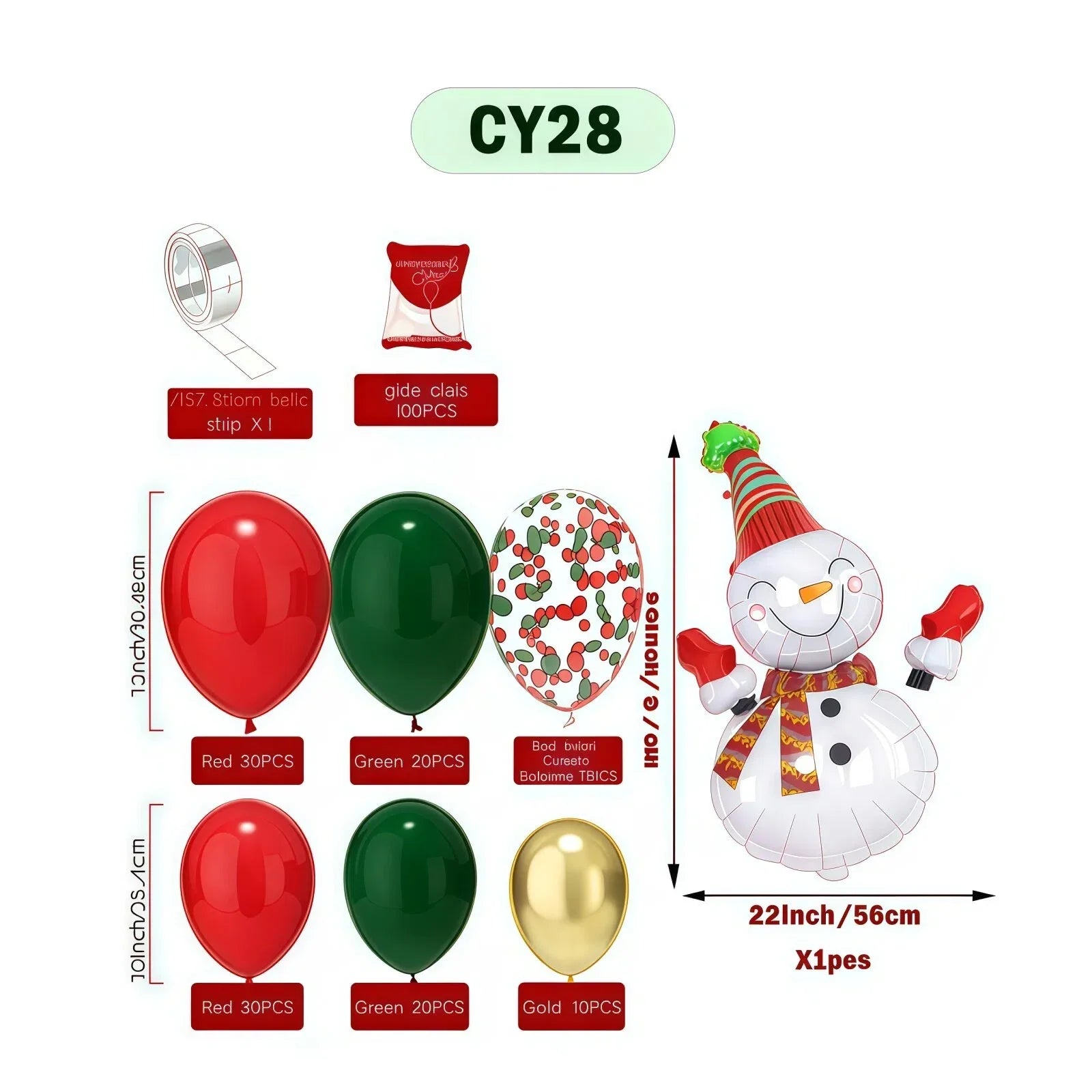 Christmas Balloon Combo: 123PCS Arch + Tree Sets (Snowman/Star Foil) - Mekamart Australia