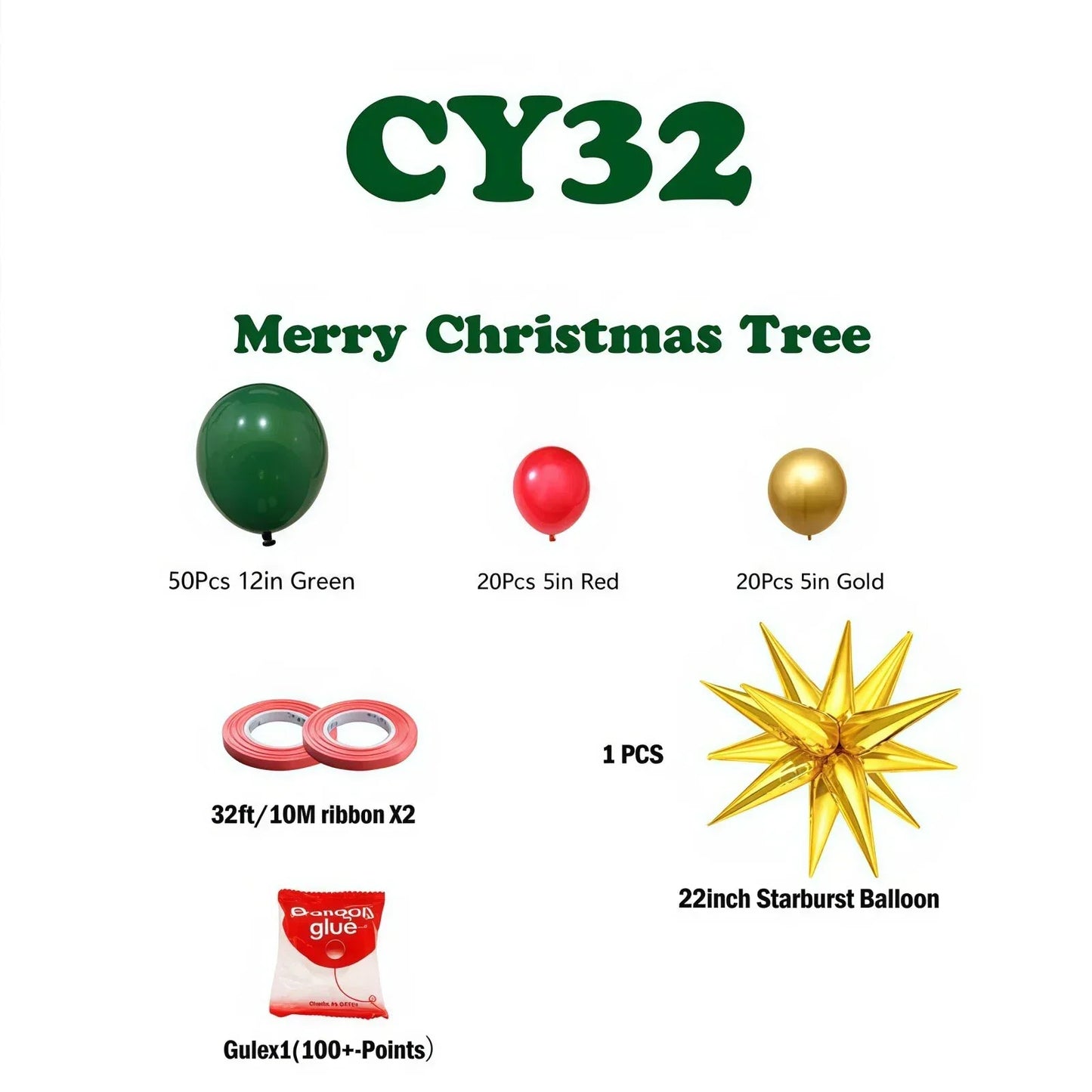 Christmas Balloon Combo: 123PCS Arch + Tree Sets (Snowman/Star Foil) - Mekamart Australia