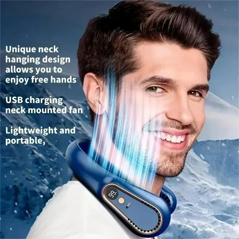 NNEOBA Neck Bladeless Fan Mini Portable-Blue - Mekamart Australia