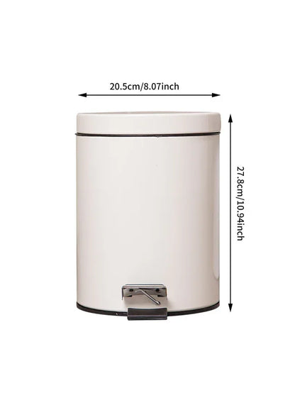 5L Round Lidded Trash Can Foot Pedal Garbage Bin for Kitchen Bathroom Hotel-White - Mekamart Australia