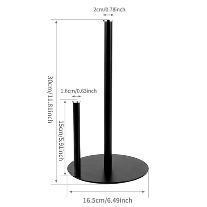 Iron Double Pole Paper Towel Holder for Kitchen Countertop Cling Film Storage Rack-Black - Mekamart Australia