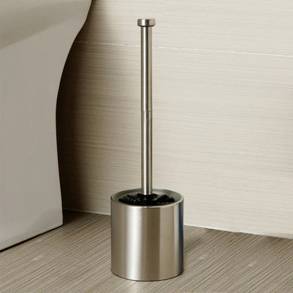 Long-Handled Toilet Brush With Glass Inner Liner For Bathroom Toilet Cleaning-Silver - Mekamart Australia