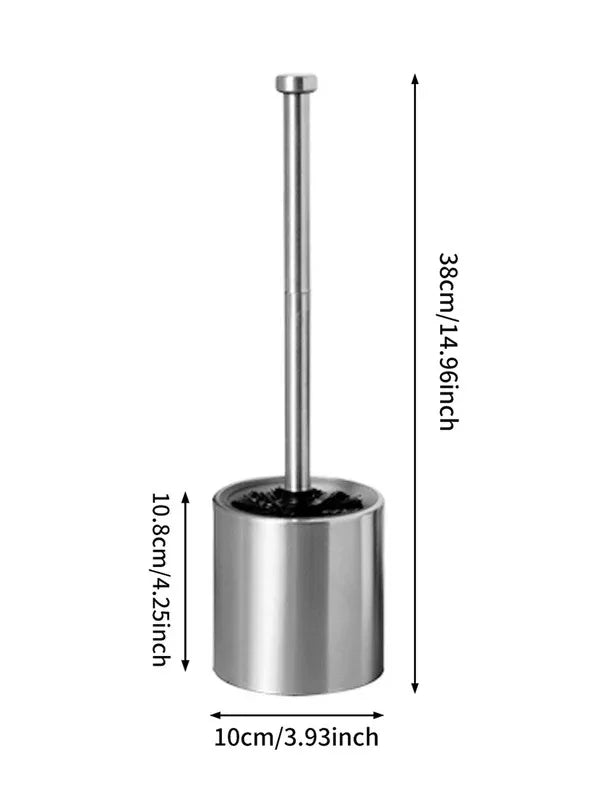 Long-Handled Toilet Brush With Glass Inner Liner For Bathroom Toilet Cleaning-Silver - Mekamart Australia