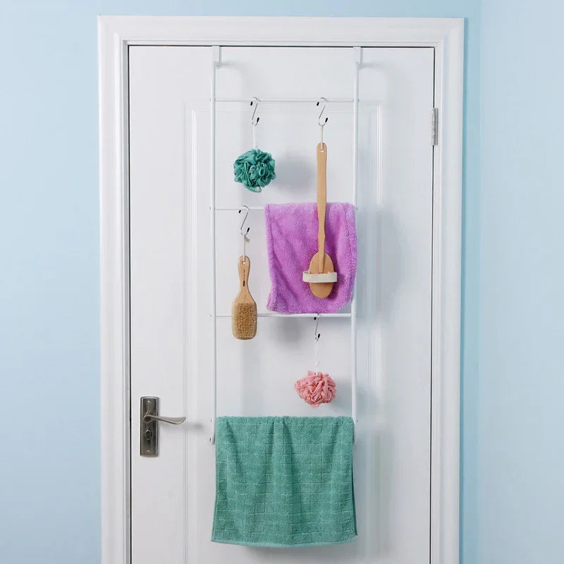 Over The Door Towel Rack Metal Behind Door Hanger for Bathroom Bedroom-White - Mekamart Australia