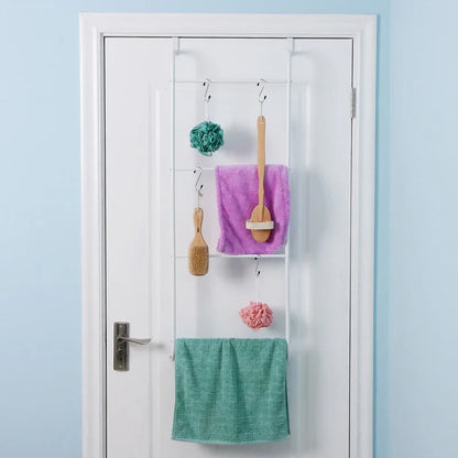 Over The Door Towel Rack Metal Behind Door Hanger for Bathroom Bedroom-White - Mekamart Australia