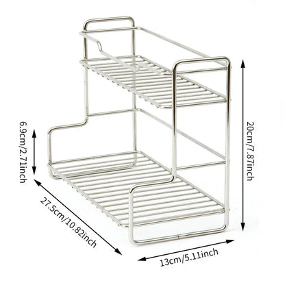 Mini Stainless Steel Kitchen Spice Storage Rack Bathroom And Toilet Organizer Rack-Silver - Mekamart Australia