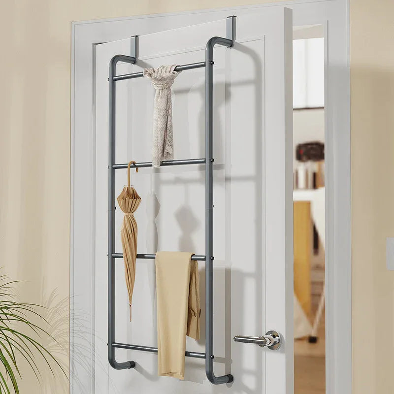 Over The Door Towel Rack Metal Behind Door Hanger for Bathroom Bedroom-Grey - Mekamart Australia