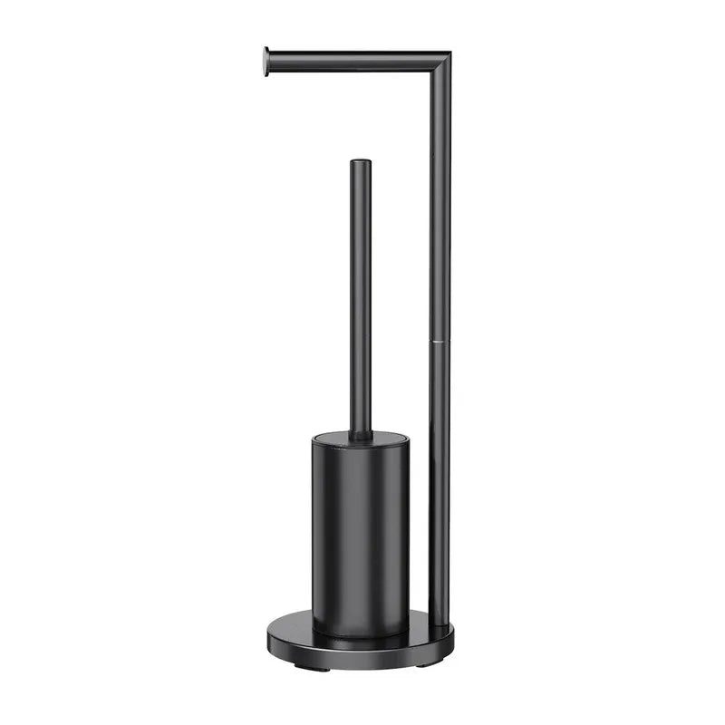 2-in-1 Floor Standing Roll Paper Holder and Toilet Brush For Bathroom and Toilet-Black - Mekamart Australia