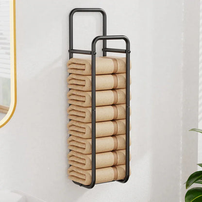 Double-Pole Towel Rack, Wall-Mounted Storage Rack for Bathroom,Black - Mekamart Australia